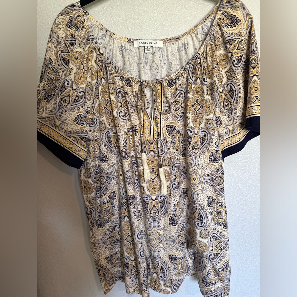 Rose and olive blouse